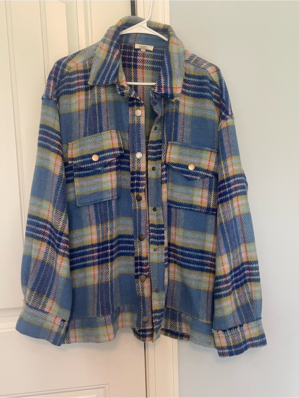 LA MIEL Multicolor Plaid Wool Blend Shacket